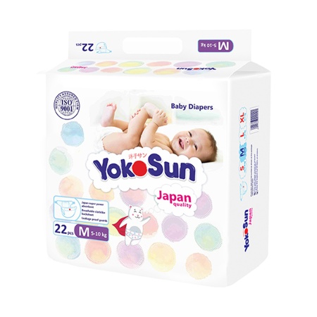 Подгузники YokoSun на липучках M (5-10 кг) 22 шт