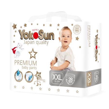 Подгузники-Трусики YokoSun  Premium XXL (15-23 кг) 28 шт
