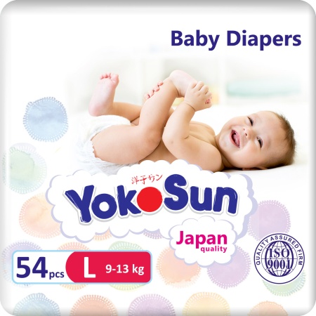 Подгузники YokoSun на липучках, размер L (9-13 кг), 54 шт.