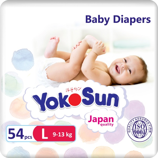 Подгузники YokoSun на липучках, размер L (9-13 кг), 54 шт.