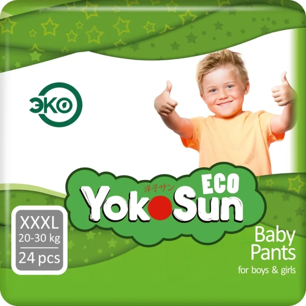 Детские подгузники-трусики YokoSun Eco размер XXXL (20-30 кг), 24 шт