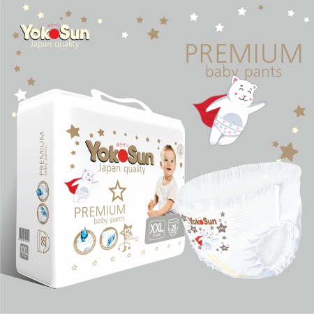 Подгузники-Трусики YokoSun  Premium XXL (15-23 кг) 28 шт