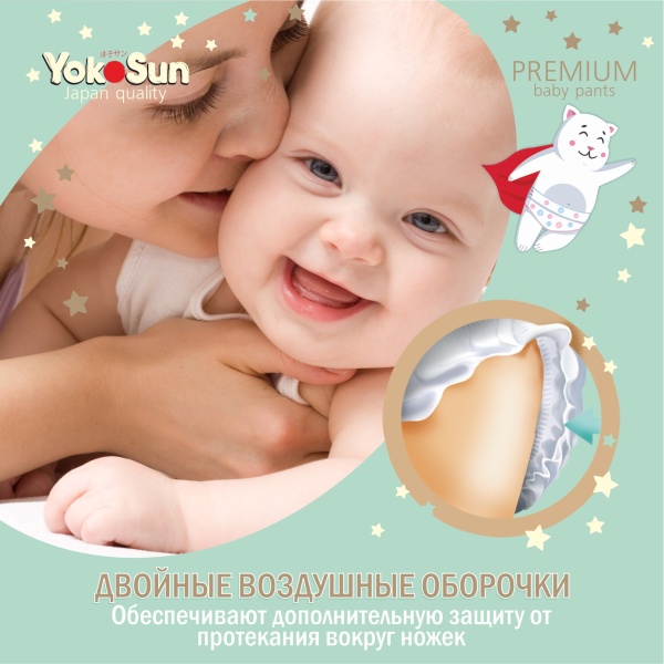 Подгузники-Трусики YokoSun  Premium M (6-10 кг) 56 шт