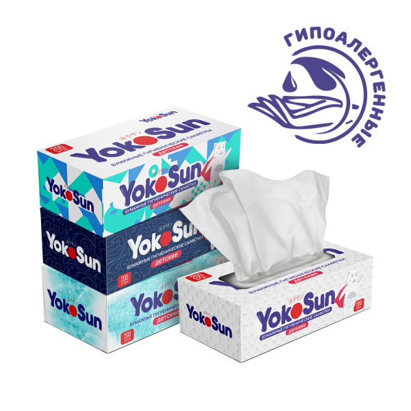 Бумажные гигиенические салфетки YokoSun детские, 200 шт