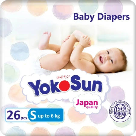 Подгузники YokoSun на липучках S (до 6  кг) 26 шт