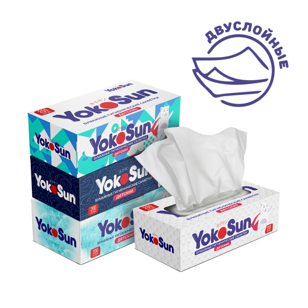 Бумажные гигиенические салфетки YokoSun детские, 200 шт