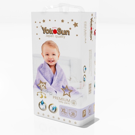 Подгузники-Трусики YokoSun  Premium XL (12-20 кг) 38 шт