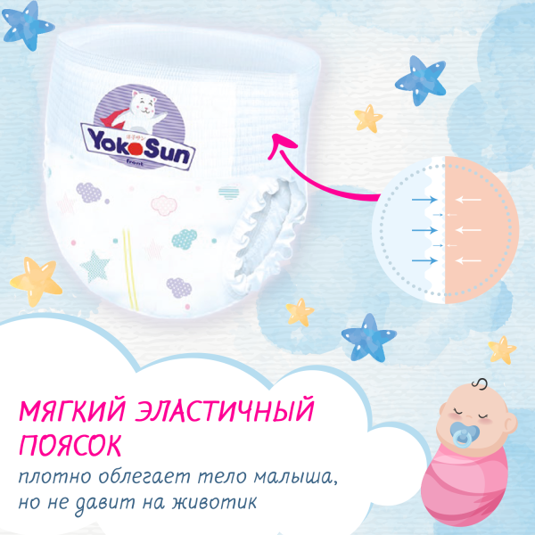 Подгузники-трусики YokoSun, размер M (6-10 кг), 20 шт.